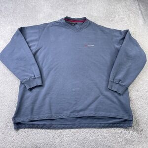 Vintage Eddie Bauer Sweatshirt Mens 2XL Tall Grey V Neck Pullover 90s Y2K